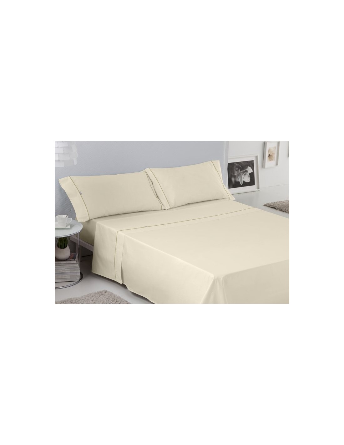 Juego de sábanas LISOS BIÉS 100% algodón (144 hilos) 021-CREMA
