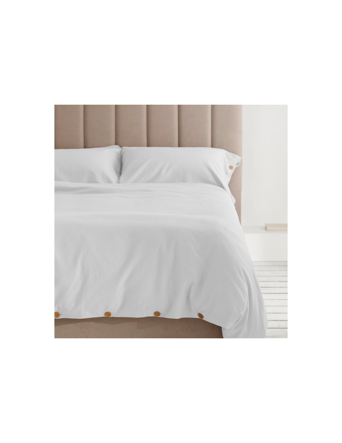 Dúo funda nórdica y almohadas algodón Suiza. 001-BLANCO