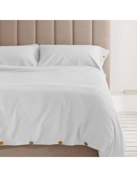 Dúo funda nórdica y almohadas algodón Suiza. 001-BLANCO