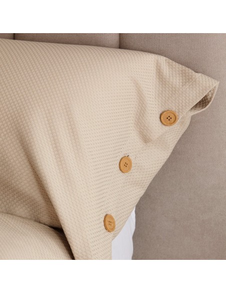 Dúo funda nórdica y almohadas algodón Suiza. 138-PIEDRA