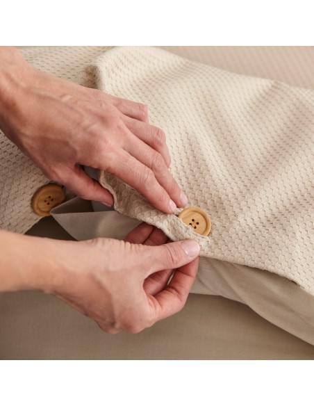 Dúo funda nórdica y almohadas algodón Suiza. 138-PIEDRA