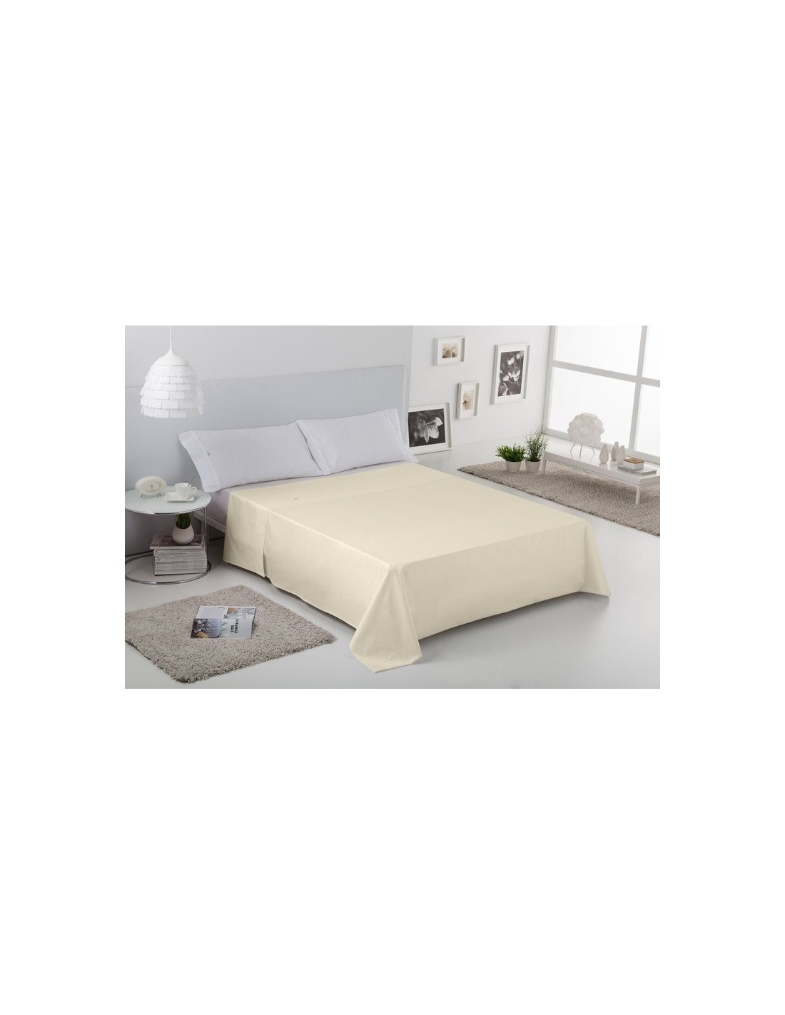 Sábana encimera COMBI LISOS. 100% algodón (144 hilos) 021-CREMA