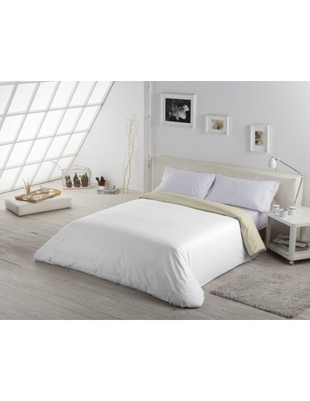 Funda nórdica bicolor algodón 146-BLANCO-PIEDRA
