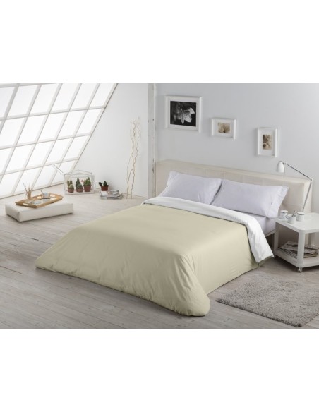 Funda nórdica bicolor algodón 146-BLANCO-PIEDRA