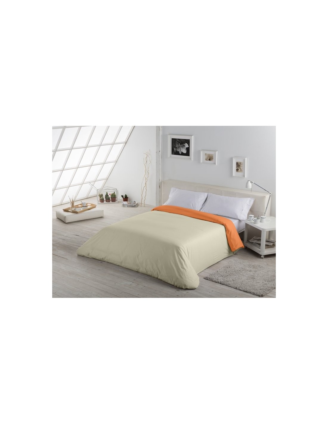 Funda nórdica bicolor algodón 343-MANGO-PIEDRA