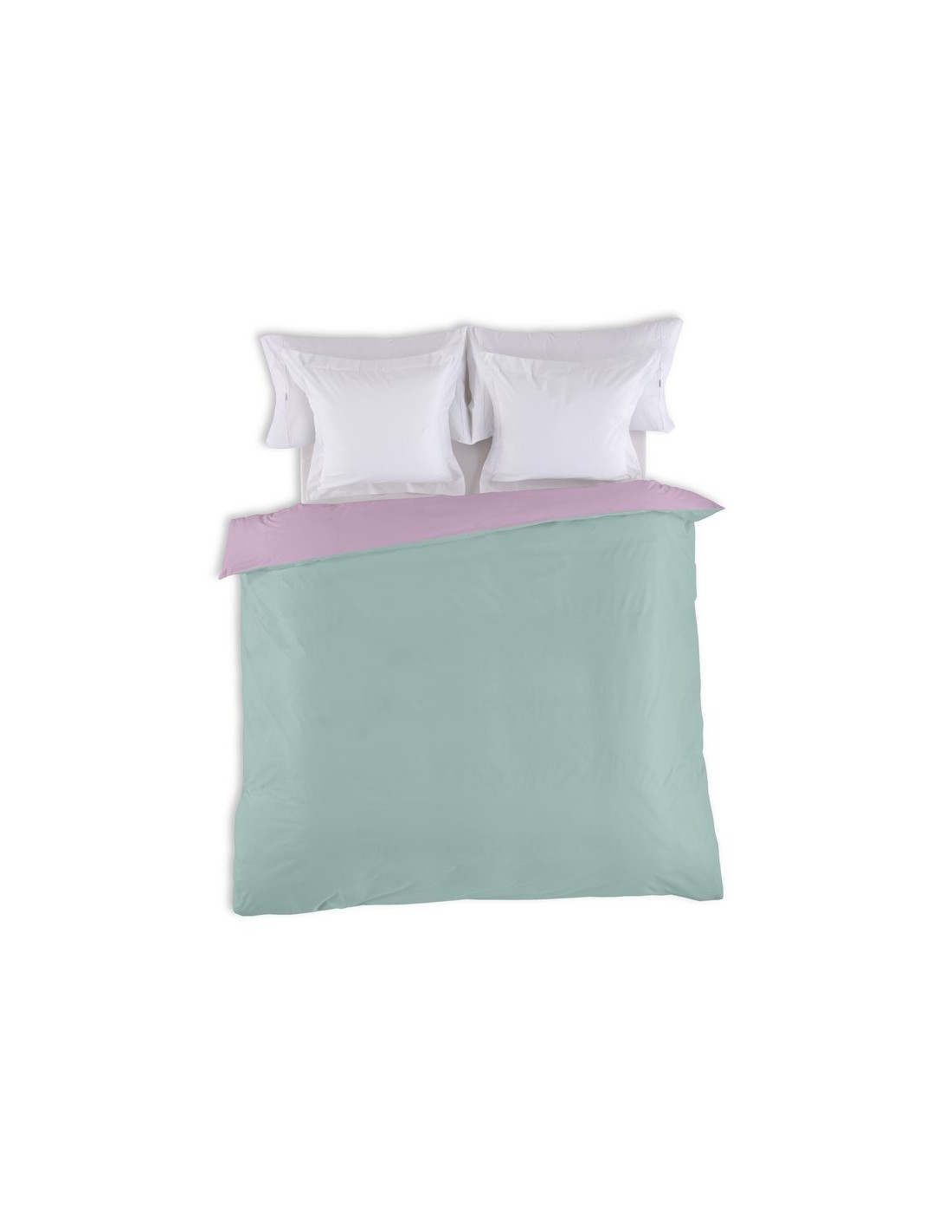Funda nórdica bicolor algodón 346-AQUA-MALVA