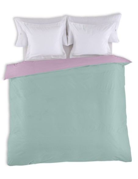 Funda nórdica bicolor algodón 346-AQUA-MALVA