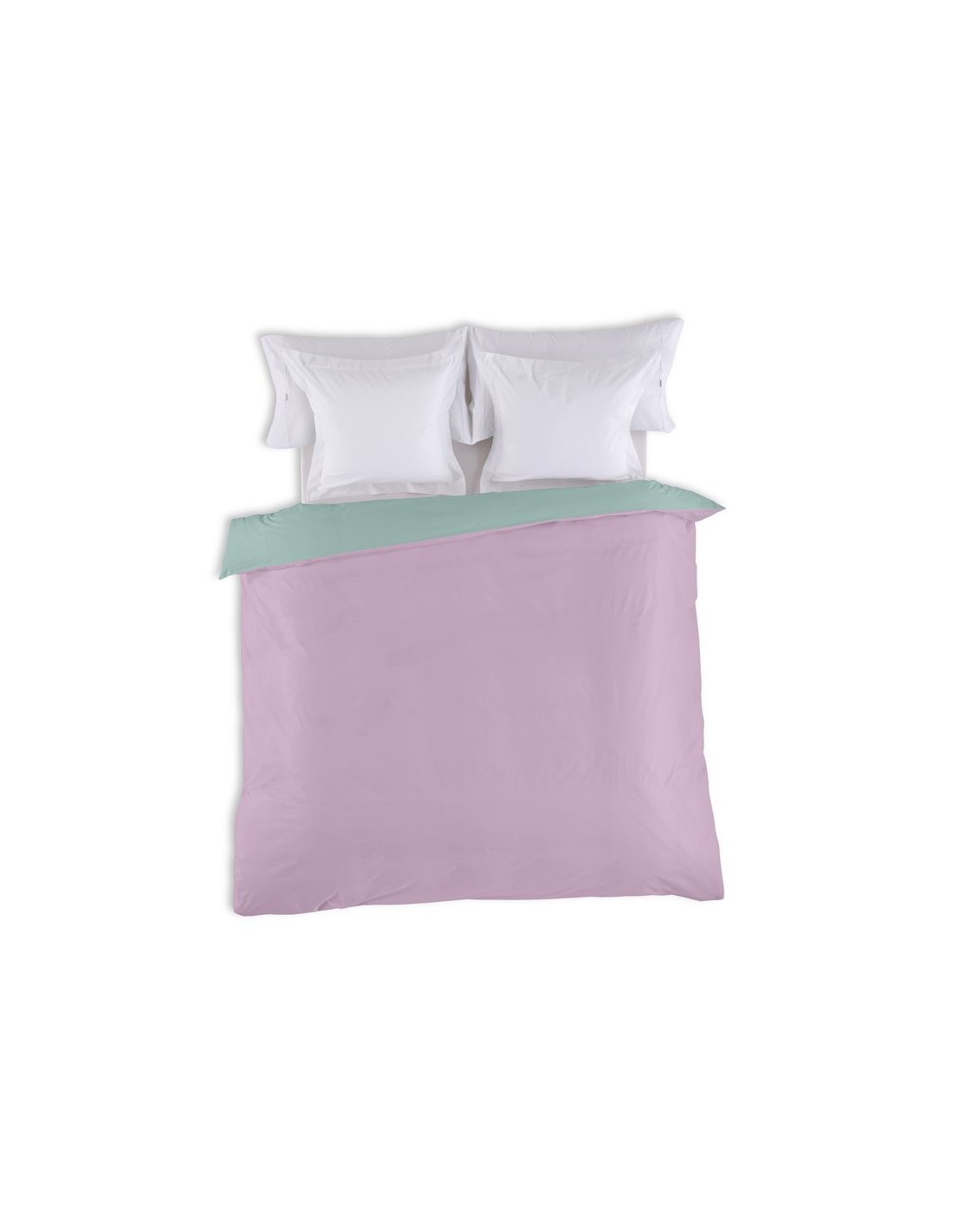 Funda nórdica bicolor algodón 346-AQUA-MALVA