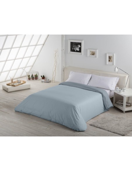Funda nórdica bicolor algodón 345-ACERO-PLATA