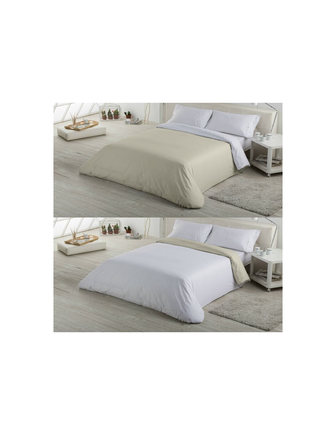 Funda nórdica Liso bicolor 146-BLANCO-PIEDRA