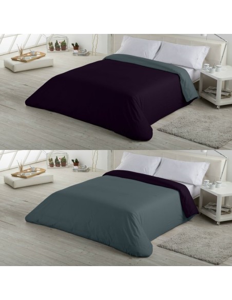 Funda nórdica Liso bicolor 148-NEGRO-GRIS