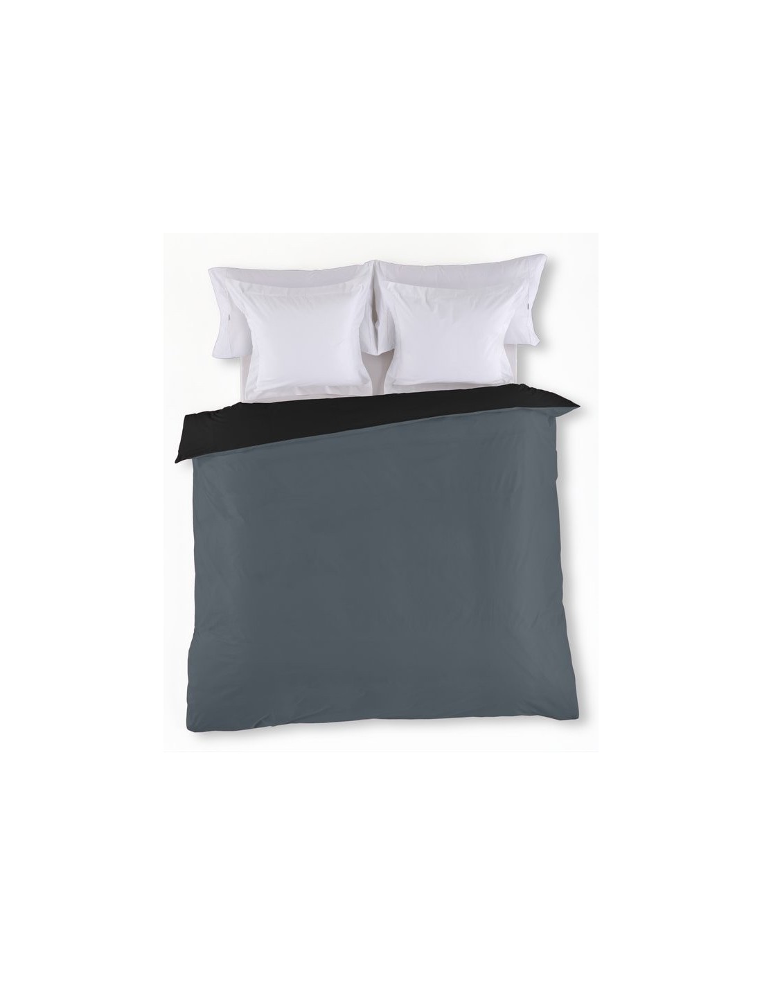 Funda nórdica Liso bicolor 148-NEGRO-GRIS