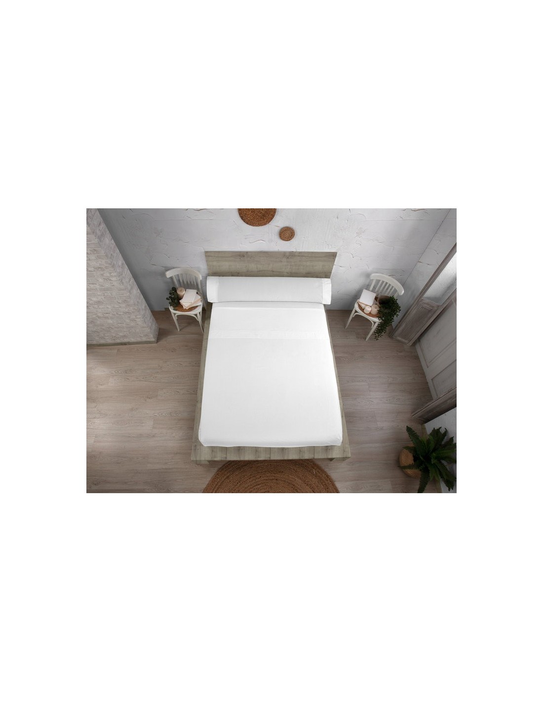 Juego de sábanas 300h doble pespunte 001-BLANCO