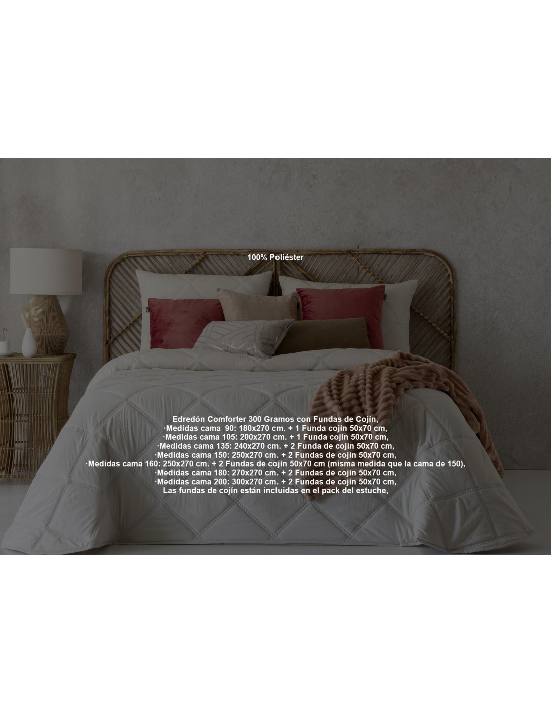 Fundeco Edredón Conforter Liso Invierno 300 Gramos Caroline