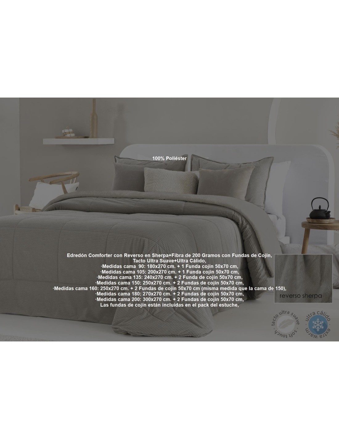Fundeco Edredón Conforter Sherpa Borreguillo Invierno 200 Gramos Ysabela