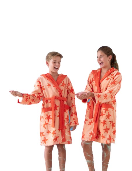 Albornoz Juvenil Terciopelo Jacquard Egeo Coral