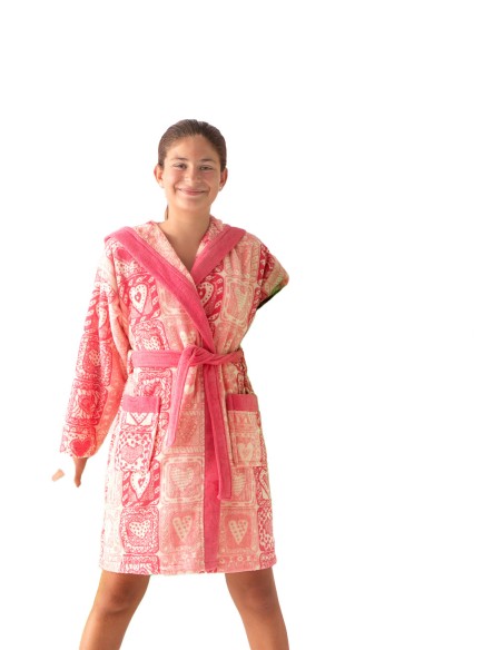 Albornoz Juvenil Terciopelo Jacquard Orchide
