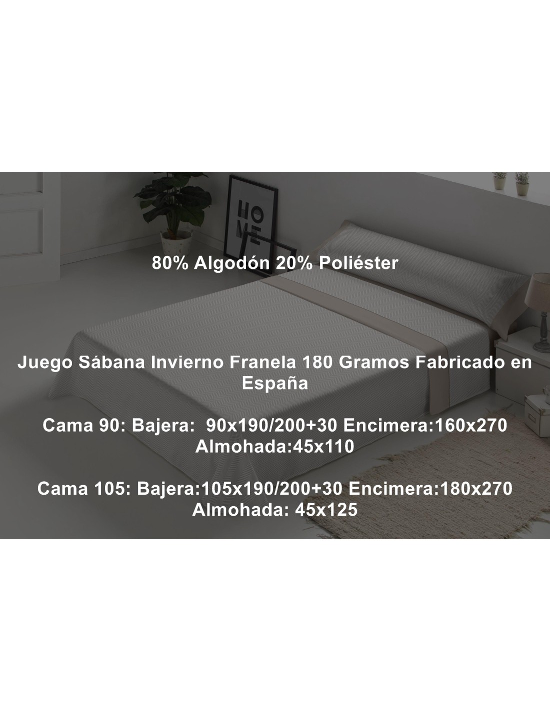 Juego Sábana Invierno Franela 180 Gramos Orly