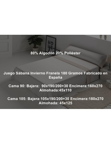 Juego Sábana Invierno Franela 180 Gramos Orly