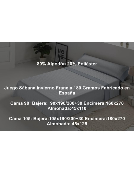 Juego Sábana Invierno Franela 180 Gramos Orly