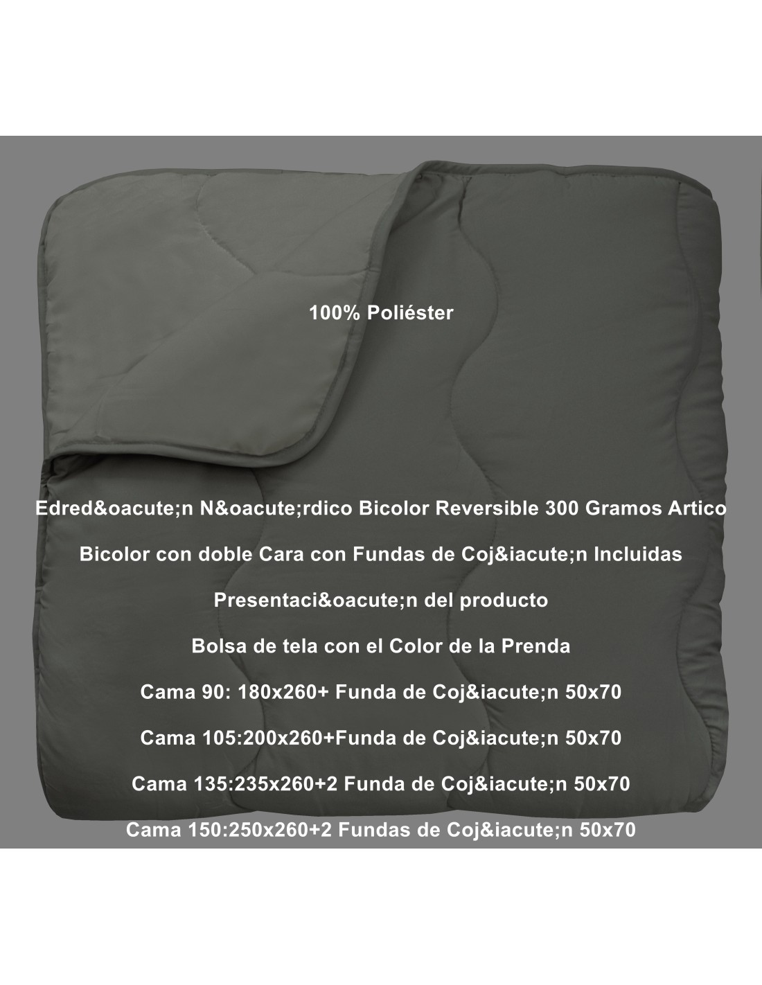Edredón Nórdico Bicolor Reversible 300 Gramos Artico