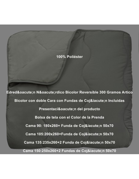 Edredón Nórdico Bicolor Reversible 300 Gramos Artico