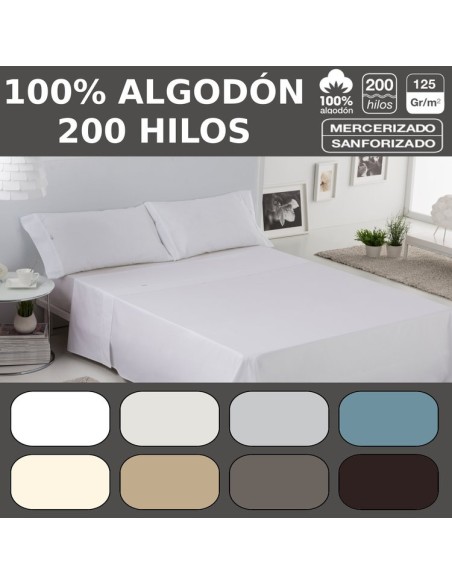 Sábana encimera COMBI LISOS BIÉS. 100% algodón (200 hilos). Es-Tela