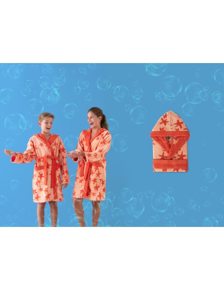 Albornoz Juvenil Terciopelo Jacquard Egeo Coral
